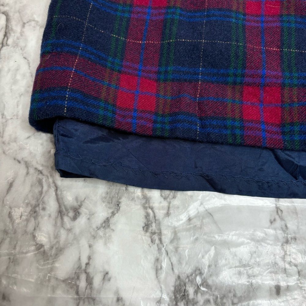 Pendleton vintage plaid Skirt pure Wool navy red blue 26 waist Flaw- liner - Picture 7 of 9